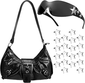 JATEBI Women Y2K Accessory Set Sunglasses Star Hair Clips Hobo Shoulder Bag