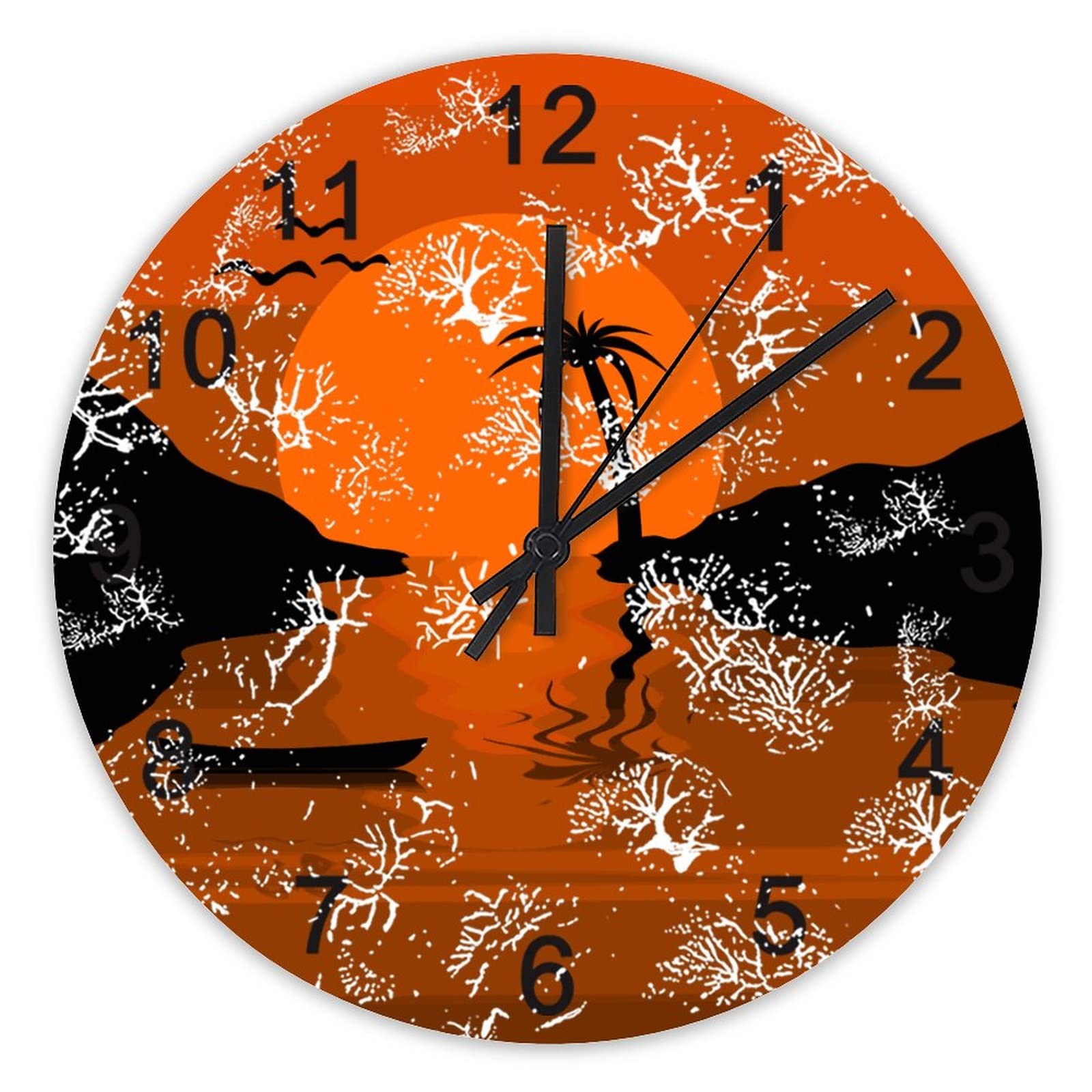 Horloge murale décorative grand format pour une ambiance de coucher de soleil