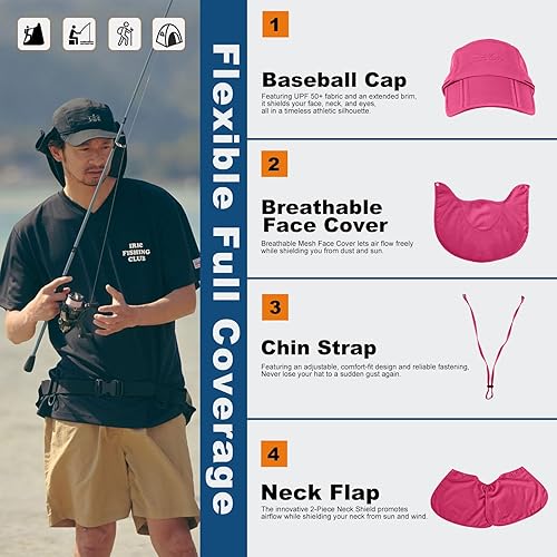 Vista 53 de Surblue Neck Face Flap Outdoor Cap UV Protection Sun Hats Fishing Hat Quick-Drying UPF50+