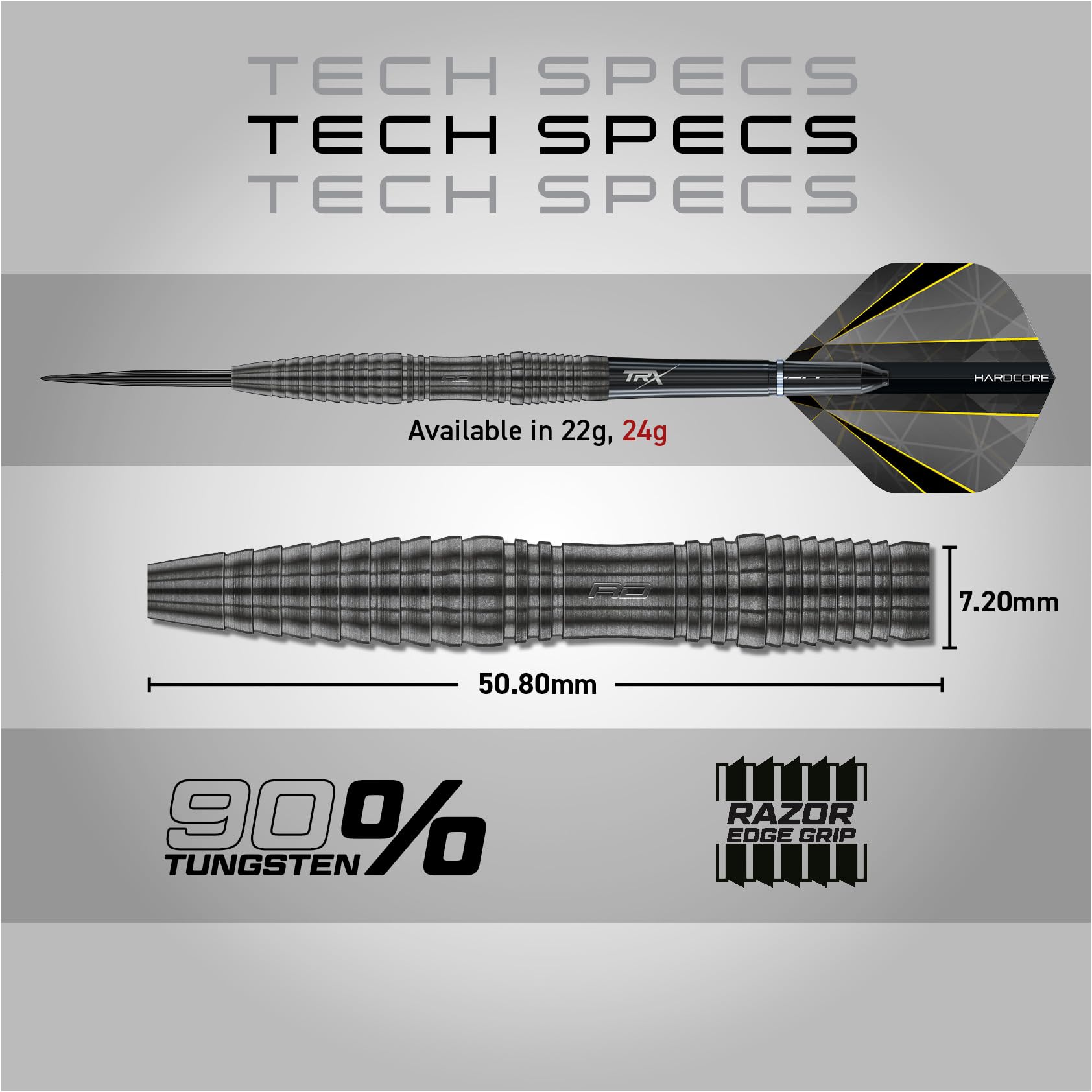 RED DRAGON Darts – Seren Onyx Série - 90% Tungstène Professionnelle Pointe en Acier Jeu de fléchettes avec ailettes et tiges de fléchettes - Disponible en Quatre Styles et 21g, 22g, 23g, 24g & 25g