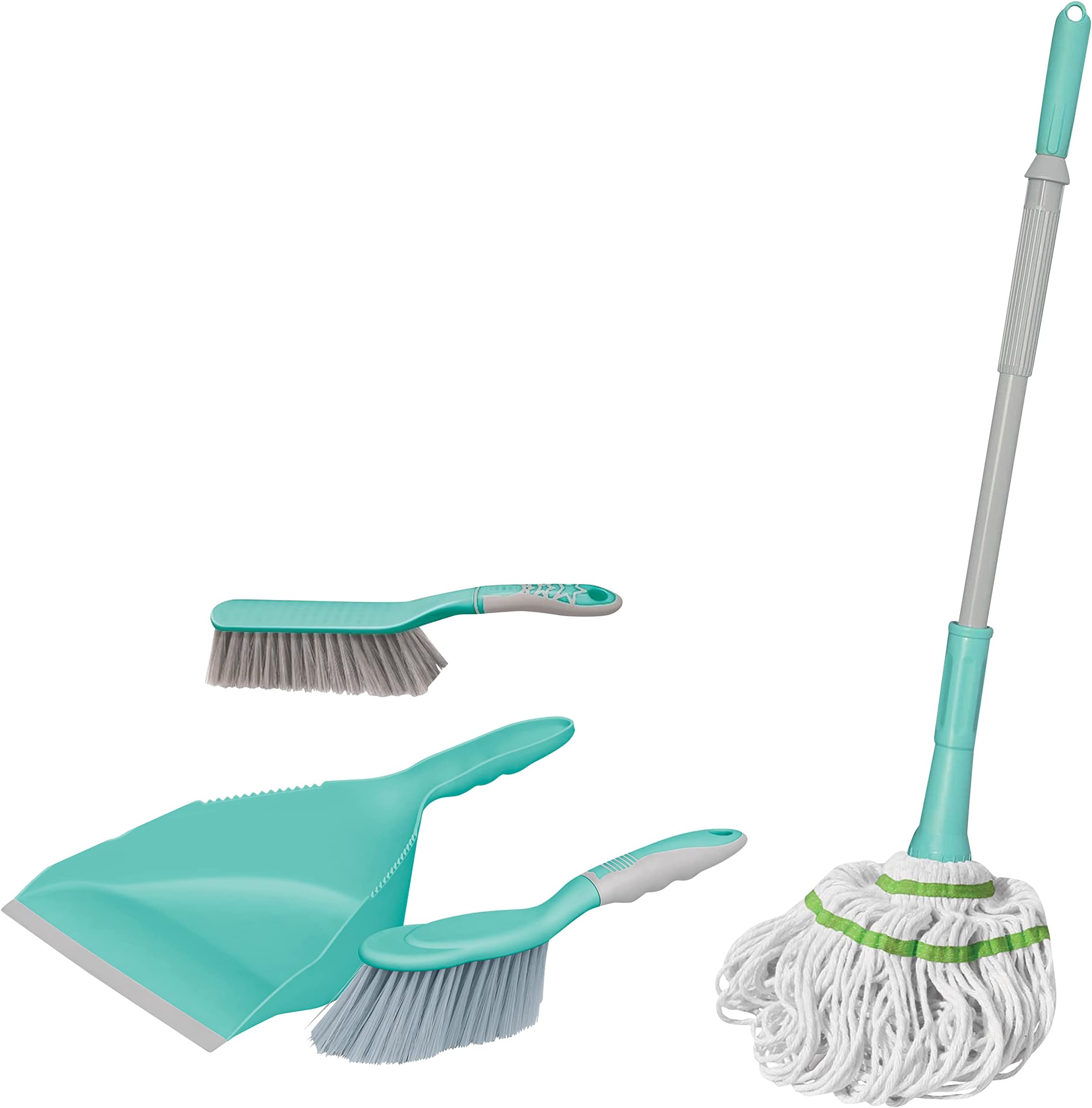 Spotzero By Milton Twist and Squeeze Cotton Mop,Multicolor&Spotzero by Milton General Cleaning Daily Duster (Aqua Green)&Spotzero By Milton Dustpan Set with Brush (Aqua Green), Pack of 2