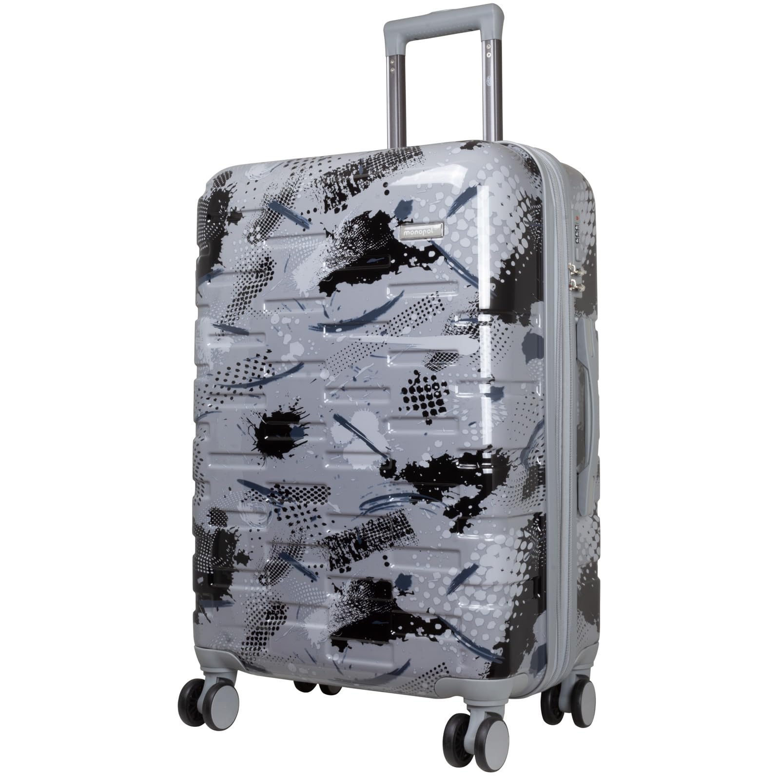 Hartschale Koffer mittelgroß Pescara mit Motiv 67cm 4 Rollen Silber