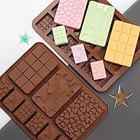 Vista 6 de ROTADM - Juego de moldes de silicona para chocolate con forma mixta, 3 piezas de mini gofre, corazón y barra cuadrada para barras de proteínas