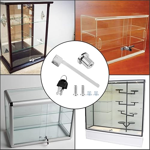 Miniatura 7 de Luomorgo 1 cerradura de trinquete para puerta corrediza de cristal cerradura de exhibición con llave igual cromado