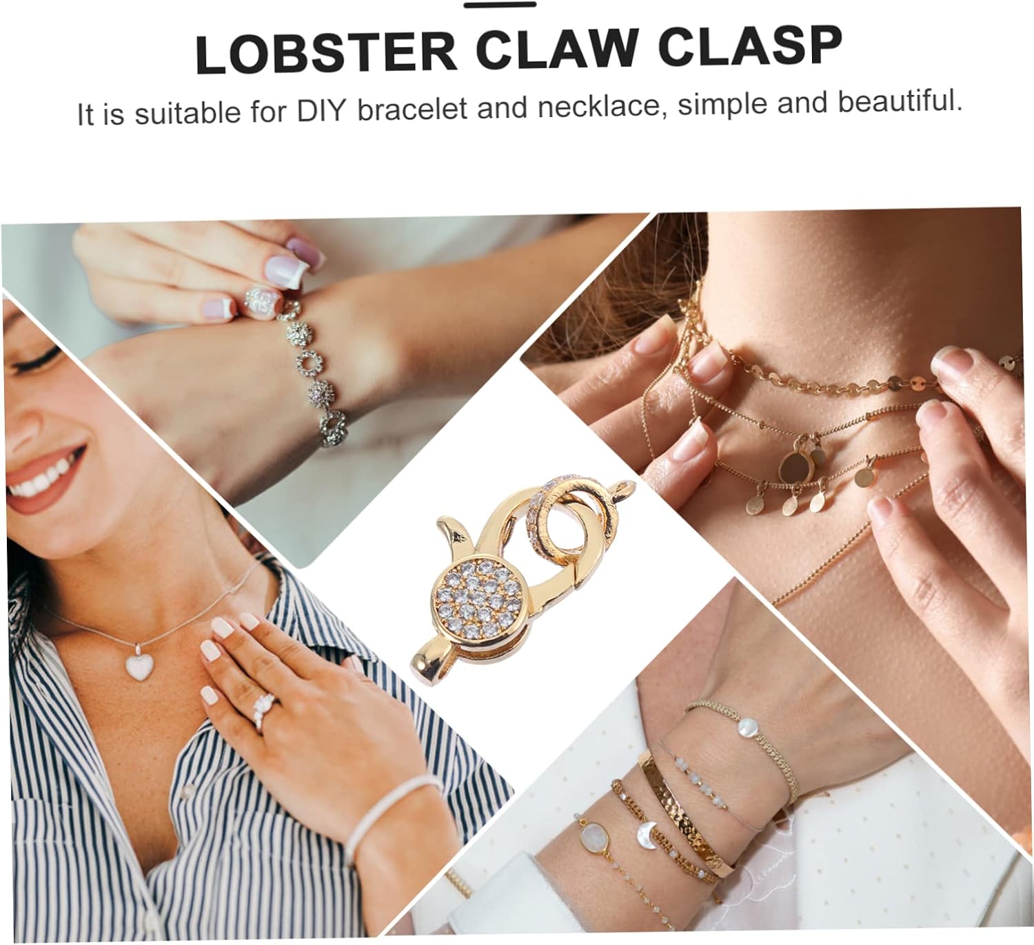 LABRIMP 2pcs DIY Jewelry Accessories Lobster Clasp Accessories Micro Setting Lobster Clasp Supply Rhinestones Accessories Lobster Connection Buckle Jewelry Clasp Necklace Closures