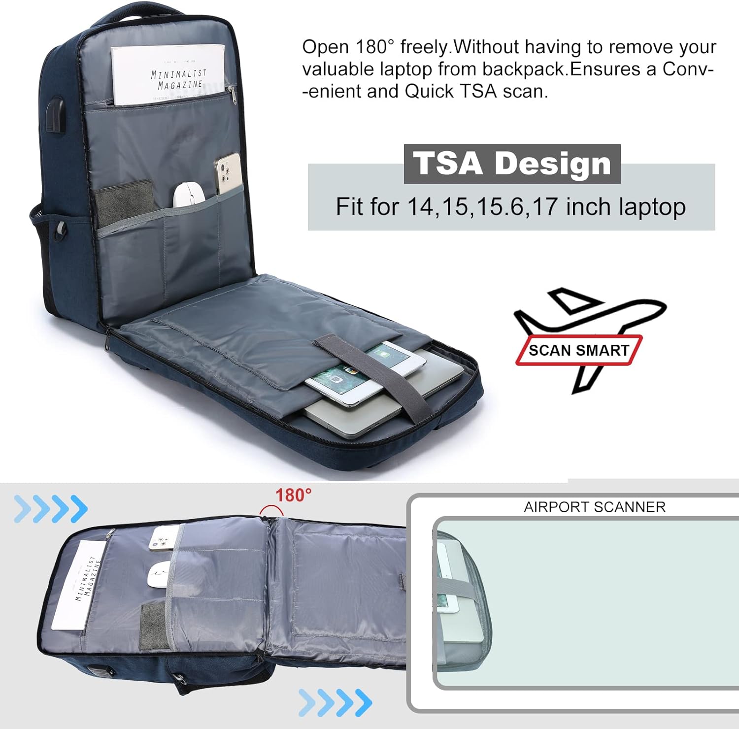 LOVEVOOK Laptop Backpack Work Travel Backpack TSA Anti Theft Business Backpack 17 Inch College Bookbag for Men Women : Electronics