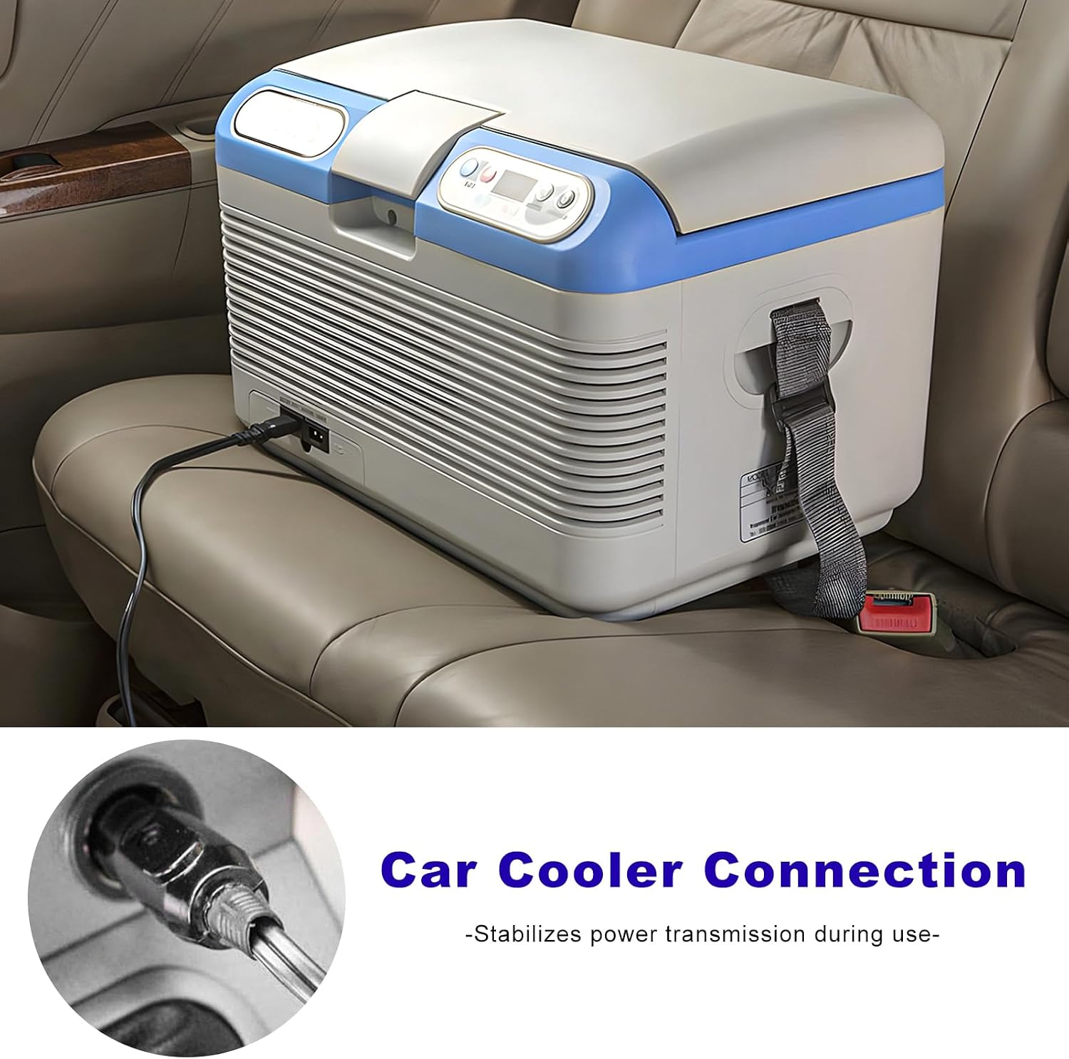 12V Car Cooler Plug Power Cable, 1.8M 2 Pin Mini Fridge Cool Replacement Portable Extension Cord, Cigarette Lighter Plug Power Supply Adapter for Vehicle Cooler Cool Box