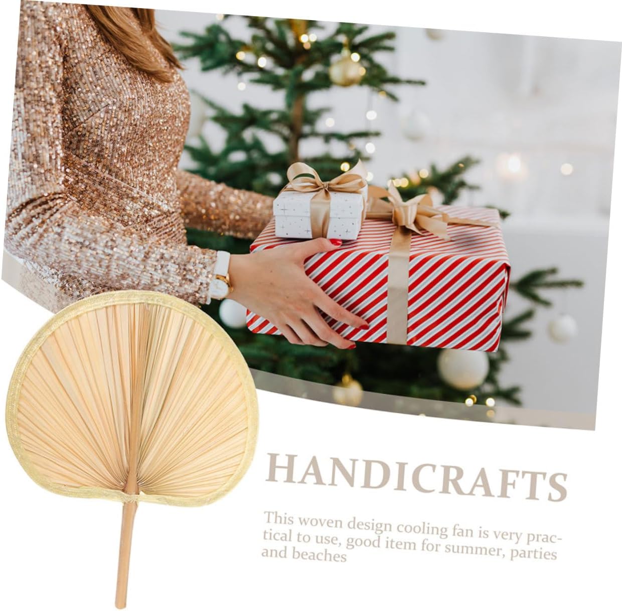 4pcs Chinese Handwoven Rattan Fan for Cooling Traditional Woven Design for Festivals and Outdoor Events