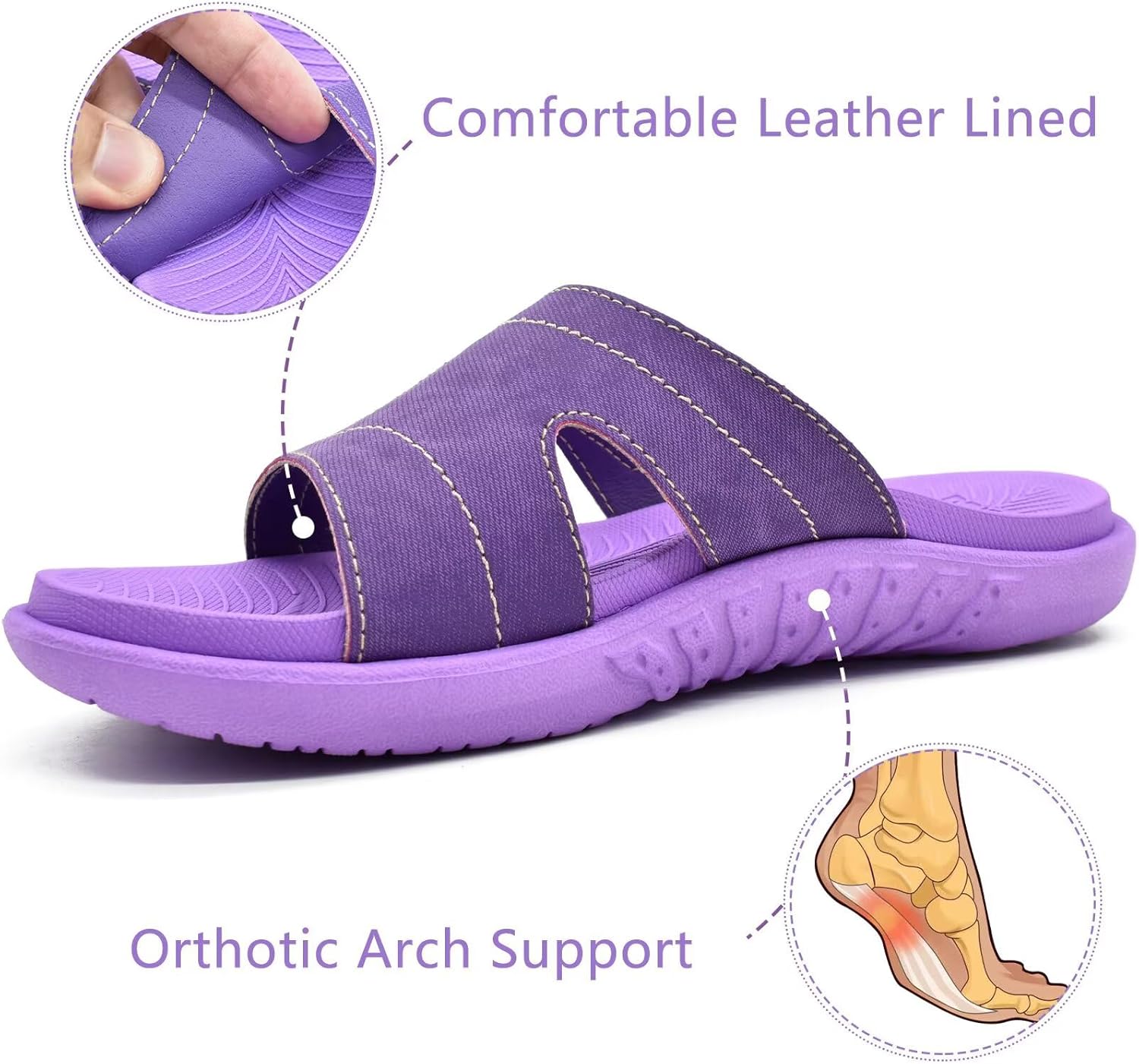 KuaiLu Womens Fashion Orthotic Slides Ladies Lightweight Athletic Yoga Mat Sandals Slip On Thick Cushion Slippers Sandals With Comfortable Plantar Fasciitis Arch Support - Image 5