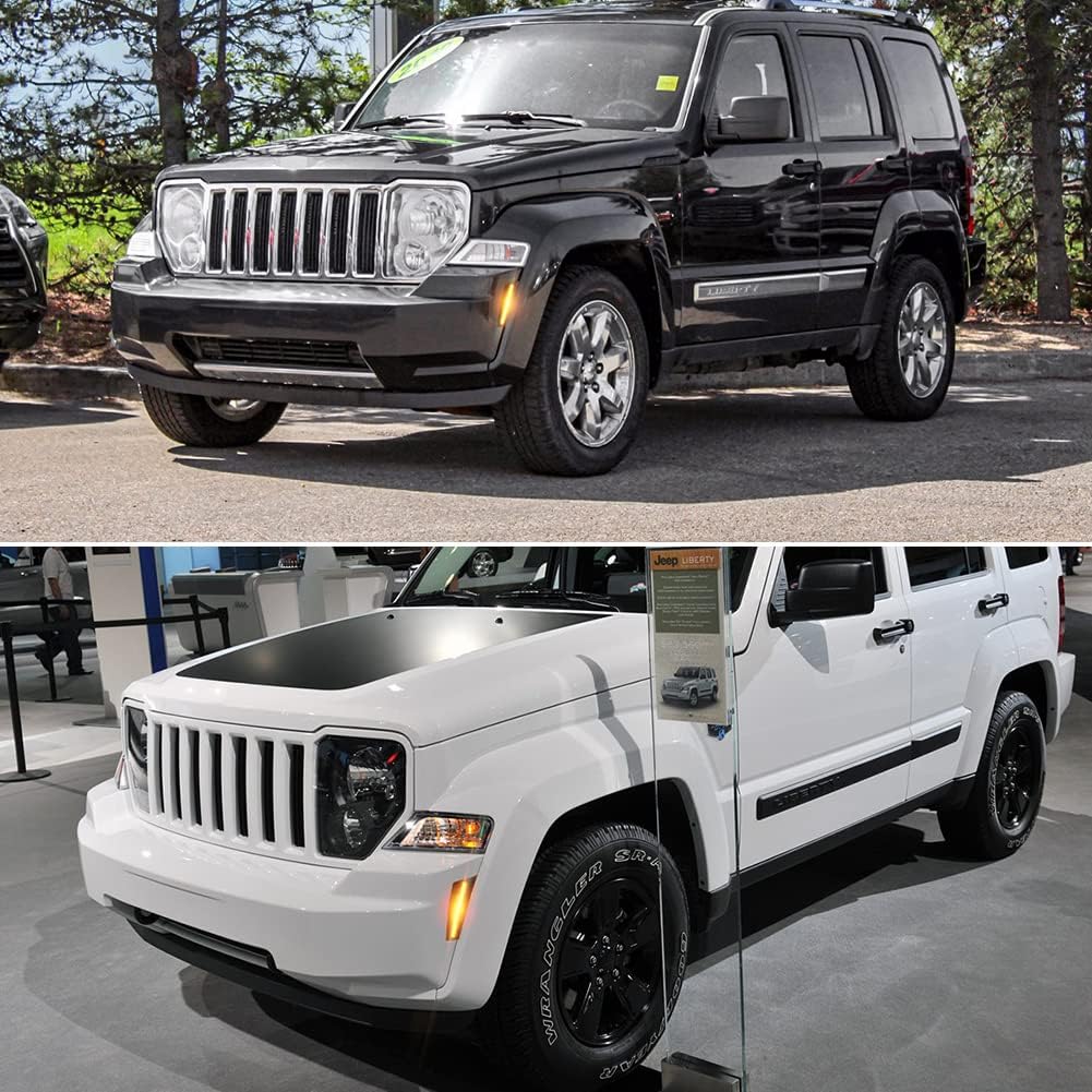 For 2008 2009 2010 2011 2012 Jeep Liberty Front Bumper side Marker Lights Amber Led Clear Lens 57010214AC, 57010213AC