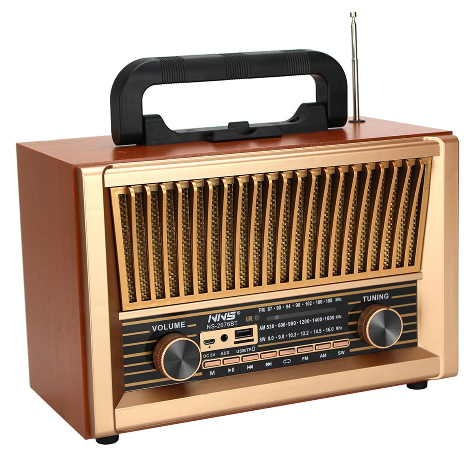 Radio stéréo Bluetooth FM AM SW portable rechargeable haut-parleur sans fil USB AUX carte TF