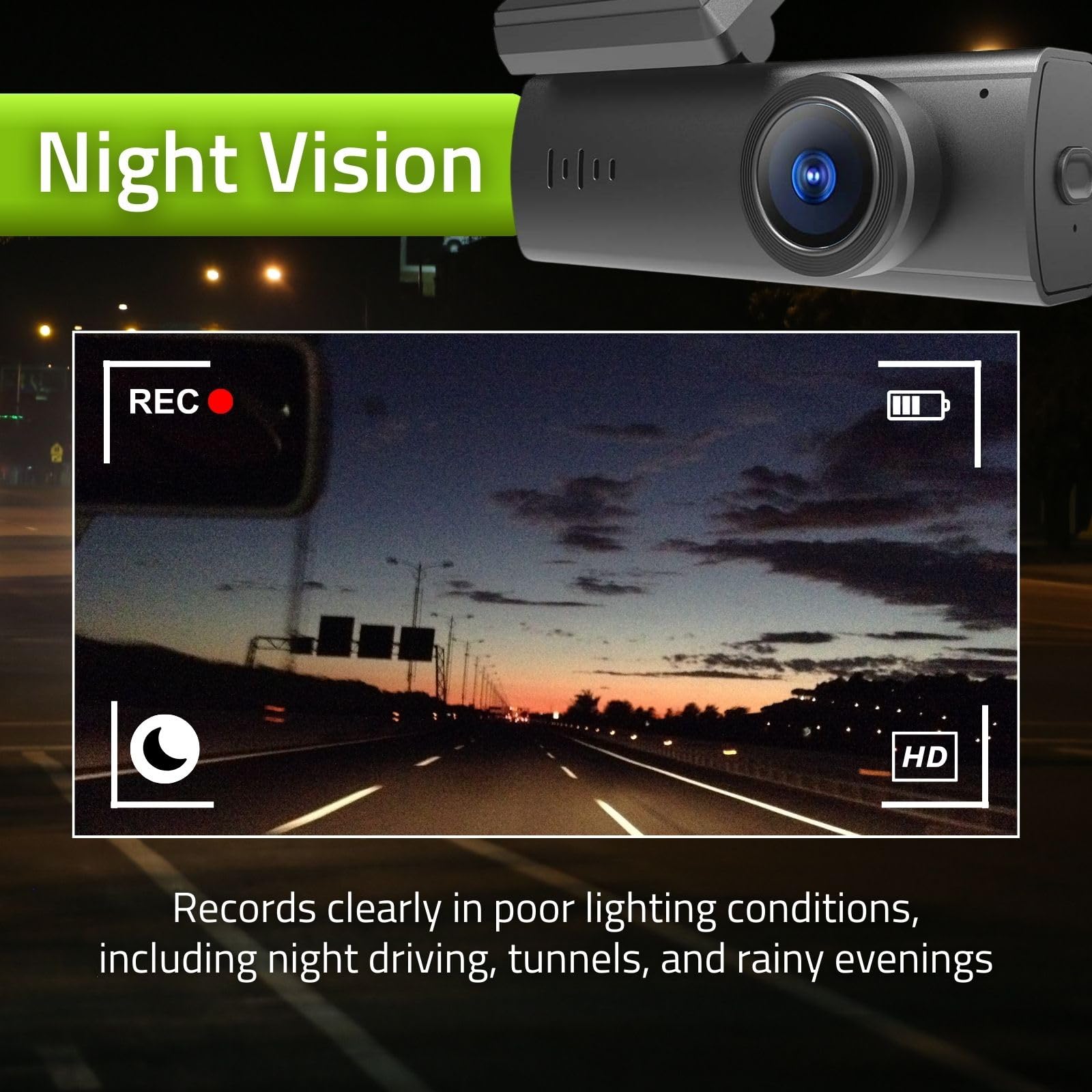 Dash Cam - 1080p@30fps - 2 MPixel - LCD - Nachtsicht - Schwarz