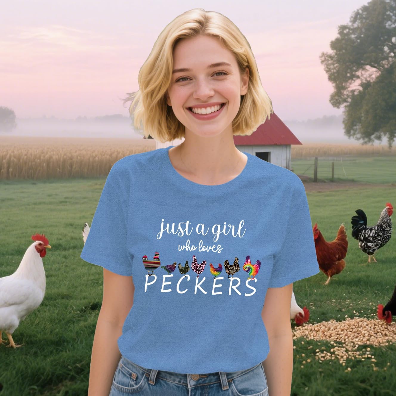 Women Chicken Shirt Country Animal Lover Shirts Farm Chicken Lover T-Shirts - Image 5