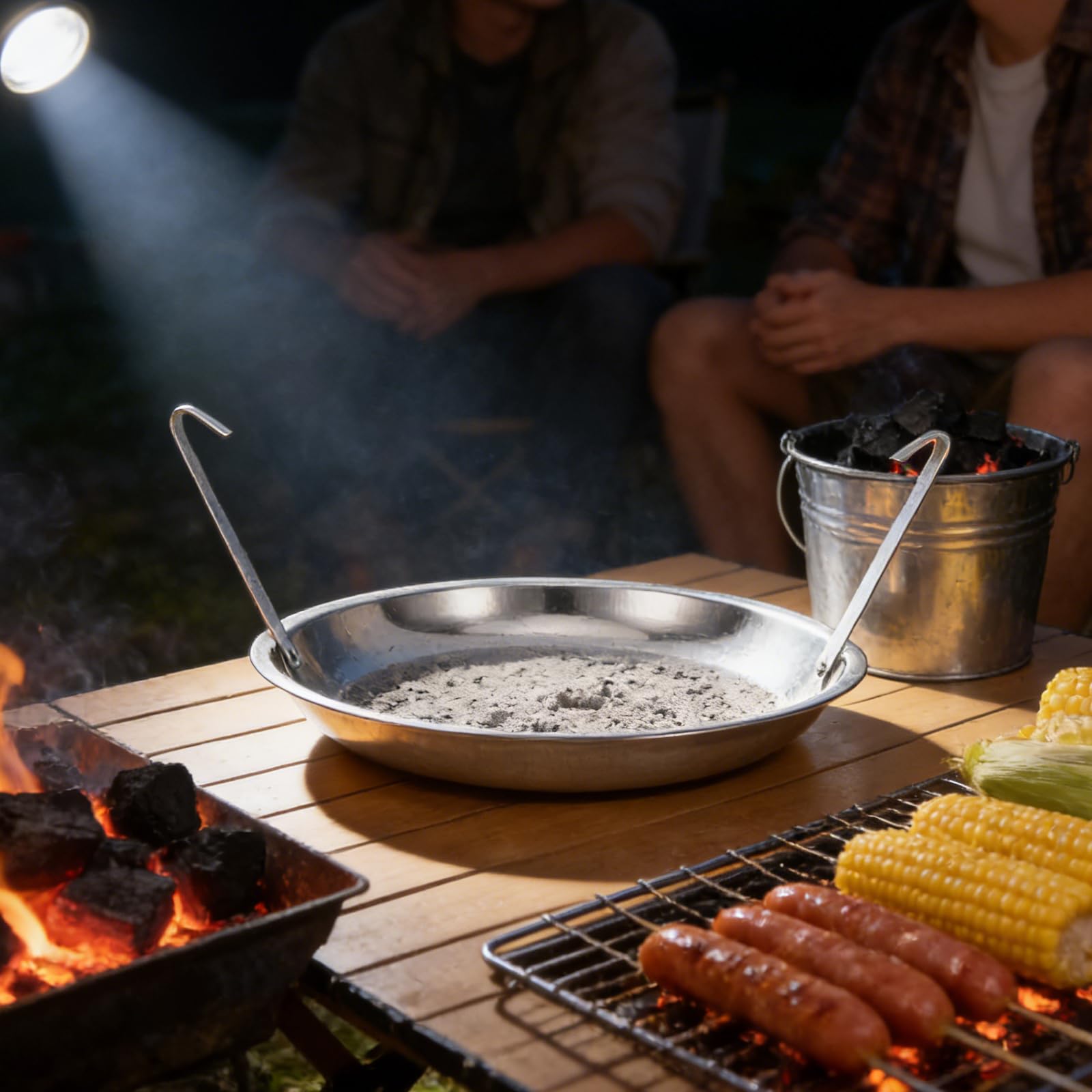 Posacenere in metallo, 27 cm, portatile, per barbecue, barbecue e braciere, accessorio essenziale per cucinare all'aperto, cortile, campeggio e picnic