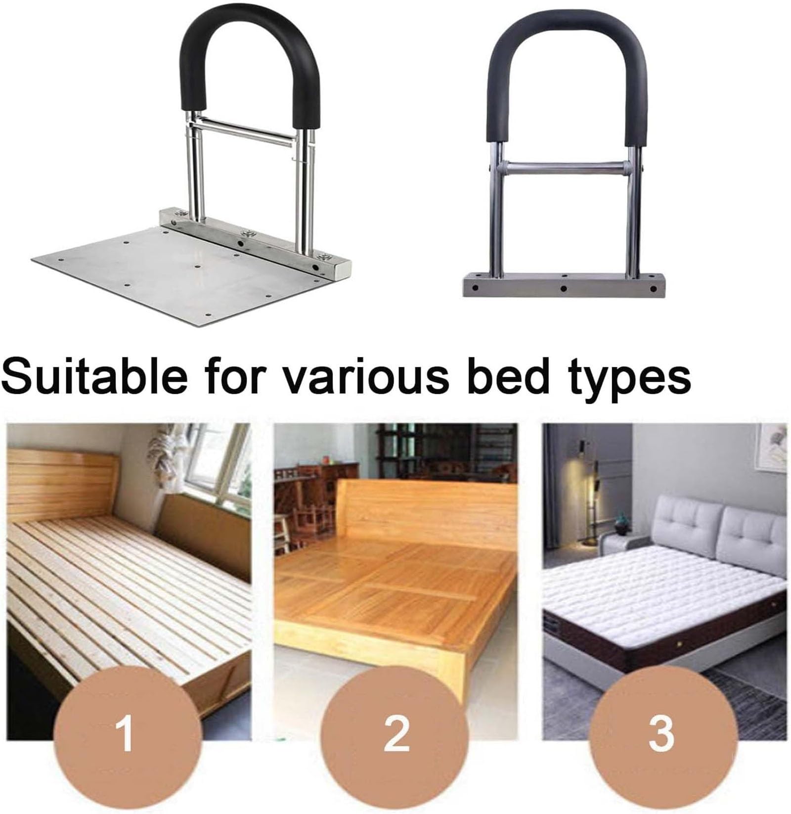 Sponde per letto di sicurezza, barra di sostegno anticaduta in acciaio inossidabile, maniglia per anziani, disabili, per salire e scendere facilmente dal letto