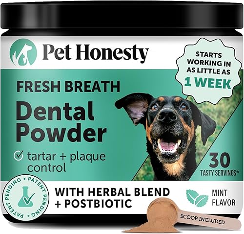 Ambientador de aliento para perros en polvo dental para limpieza de dientes, cuidado dental para perros, removedor de sarro para dientes con mezcla