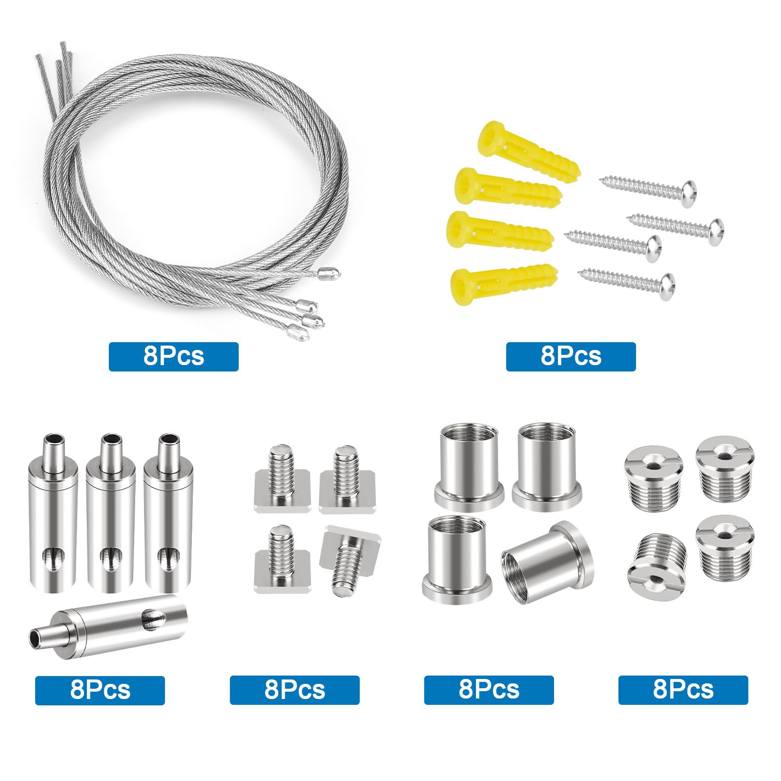 Ceiling Hanging Wire Cable Kit, 8 Sets LED Light Fixtures Hanging System Kit, Aquarium Light Hanging Kit, Adjustable Wire Rope for Panel, Pendant, Chandelier, Suspension Light Fixture — Amazon image 4