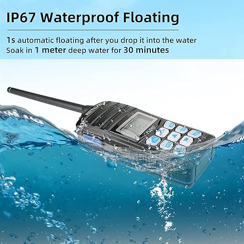 Miniatura 2 de Retevis Radio marina RT55, radios flotantes impermeables de largo alcance, NOAA 16 CH vibración drenaje de agua radios de mano Tri-Watch (paquete de