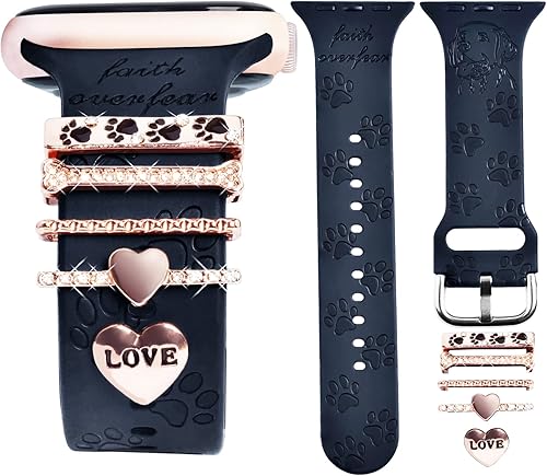 Miniatura 8 de Watch Band Charms (iWatch Band Included), Compatible with Apple Watch Band 38mm 40mm 41mm 42mm 44mm 45mm 49mm YOPICKERN Dog Paws Engraved Silicone