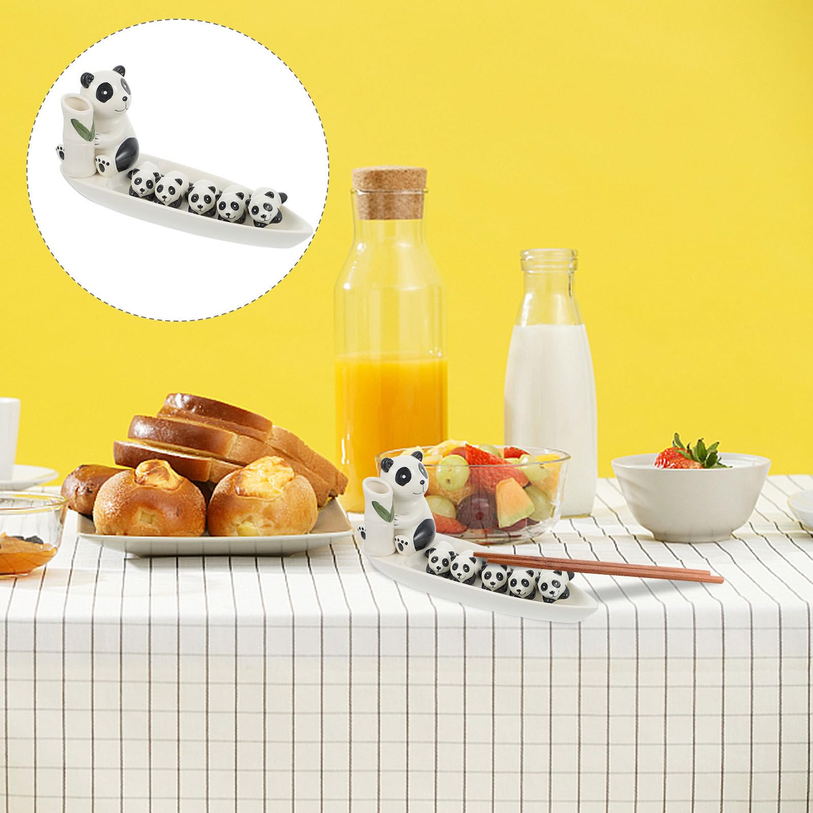 Operitacx Set de Support à Baguettes en Céramique Blanche Porte-Baguettes Panda, Compact et Facile à Ranger, pour Table de Banquet ou Repas Quotidien