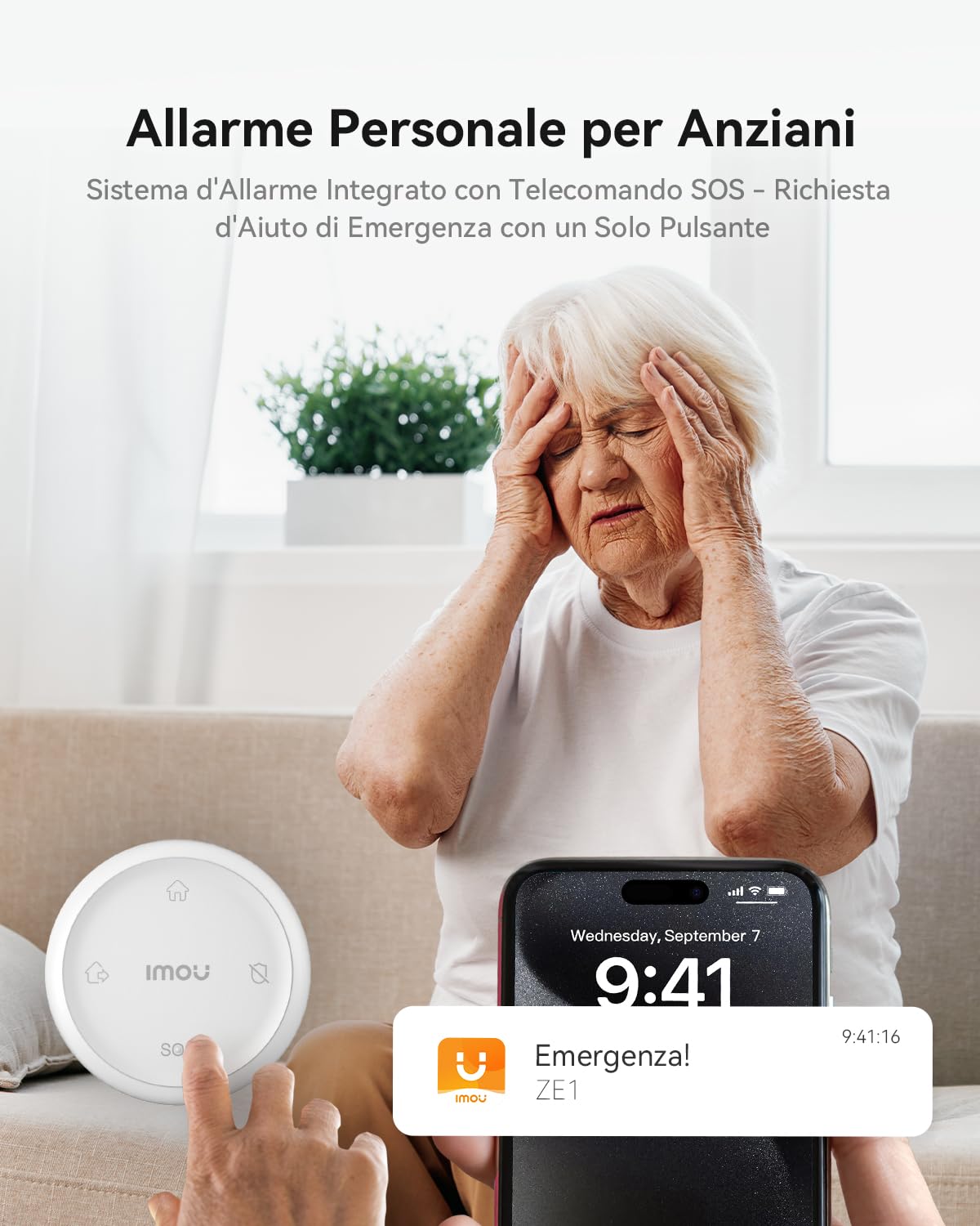 Imou Sistema di Allarme Casa 11 Pezzi, Sistema Antifurto Completo con Faretto/Sirena Allarme 100DB, 1 Telecamera Wifi Interno, 2 Telecomandi, 4 Sensori, 2 Sensori di Movimento, Compatibile con Alexa