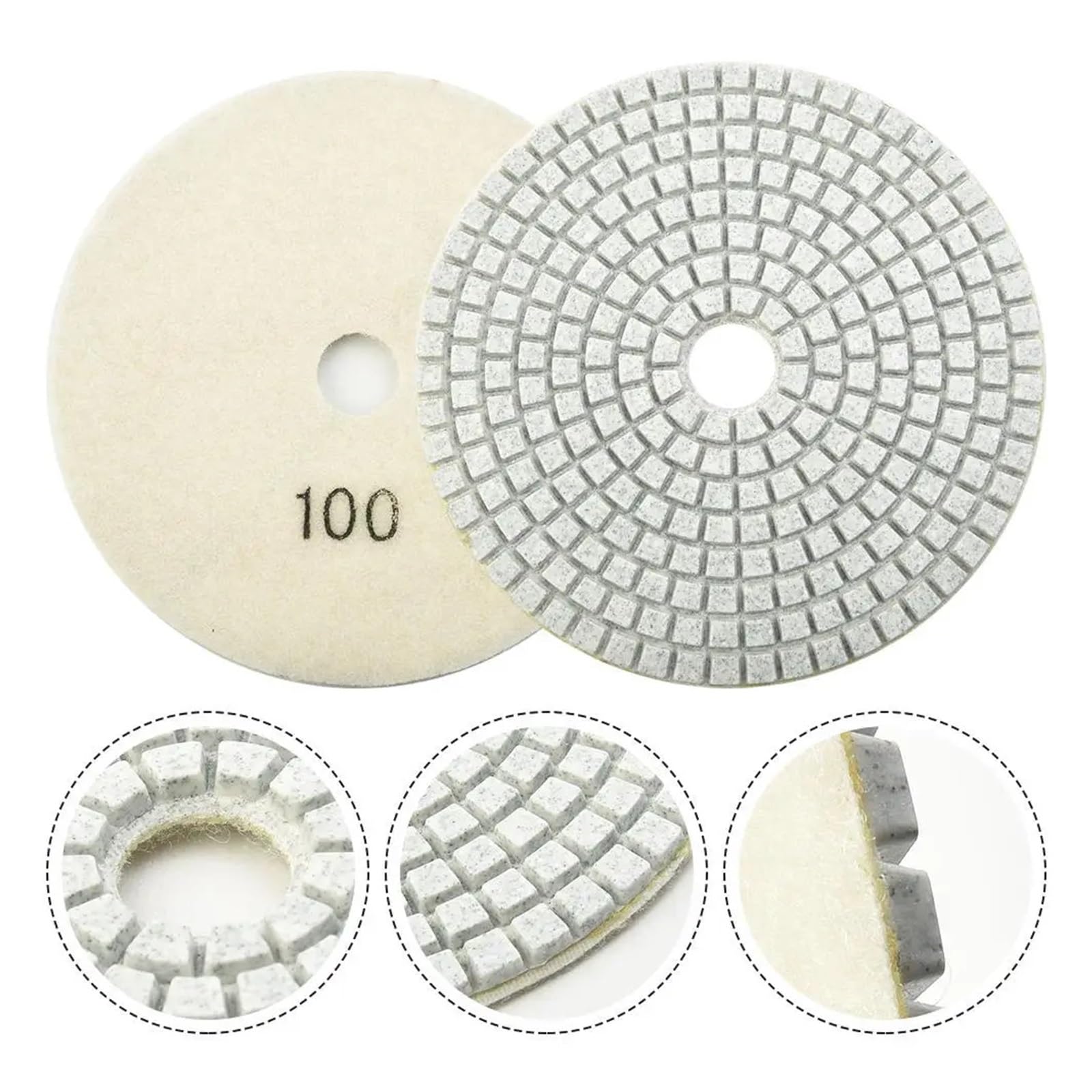 Polerująca tarcza szlifierki stołowej, 1 szt. 5-calowe tarcze szlifierskie 125 mm, paski diamentowe do szlifowania na sucho i mokro granitu szlifierki kątowej(Grit 1500)