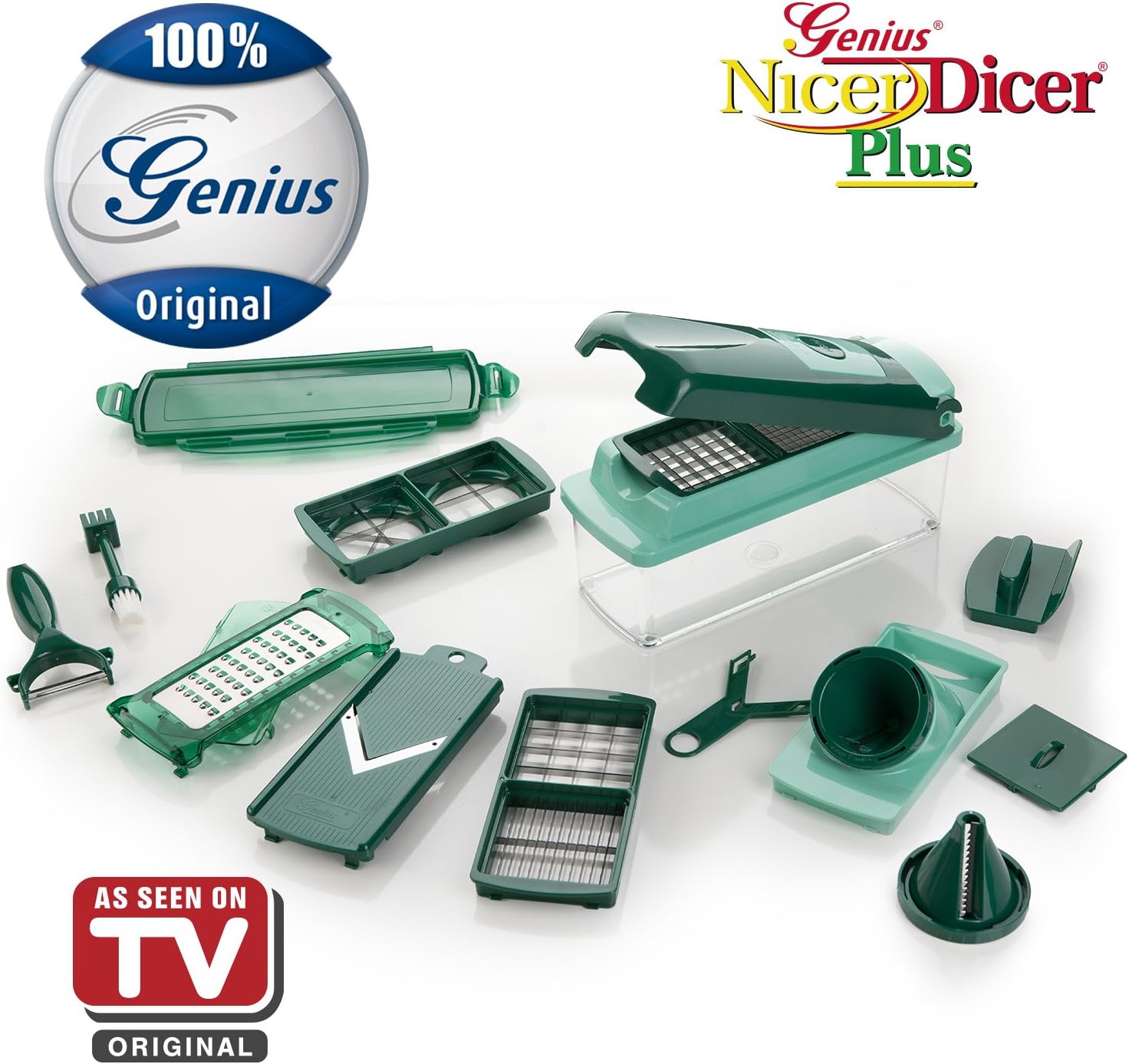 Plus Spiral Slicer by Genius | 17 pieces | emeraldgreen | Fruit and vegetable slicer | As seen on TV