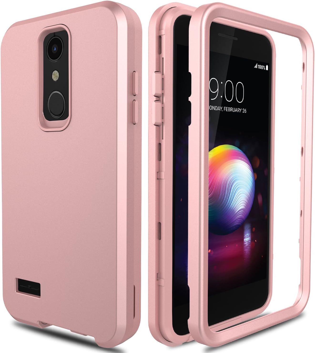 AMENQ LG K30 Case, LG Premier Pro Case L413DL, LG Phoenix Plus/Xpression Plus Case, 3 in 1 Heavy Duty Protection Shockproof Silicone Rubber Shell Scratch Resistant PC Armor Phone Cover