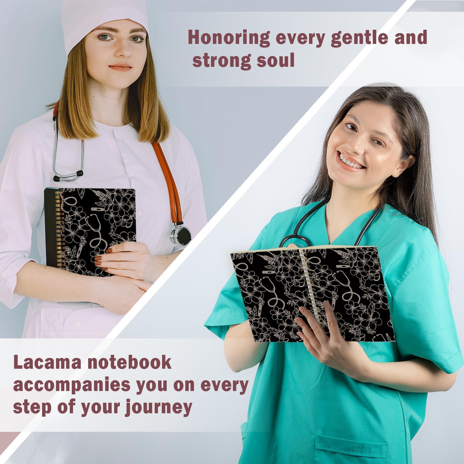 Lacama Nurse Gifts, Black Nursing Notebook for Women, Gifts for Nurses, Christmas Gift, Nursing School Essentials, Notebook for School Office Supplies 5.5x8.3In - Image 7