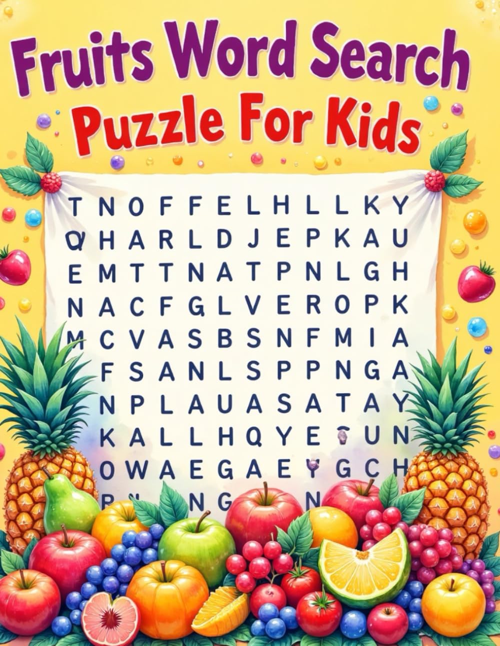 Fruits Word Search Puzzle for Kids: A Sweet Collection of Fruit Puzzles for Learning, Fun, and Brain-Boosting Play