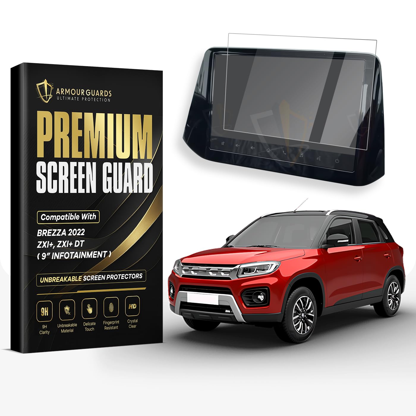 ARMOUR GUARDS TouchScreen Protector for Maruti Suzuki BREZZA [2022-Running] ZXI+ 9 INCH Music Infotainment System Display Guard || Vitara Breeza Digital Touch Screen Accessory [Not Tempered Glass]-image-29