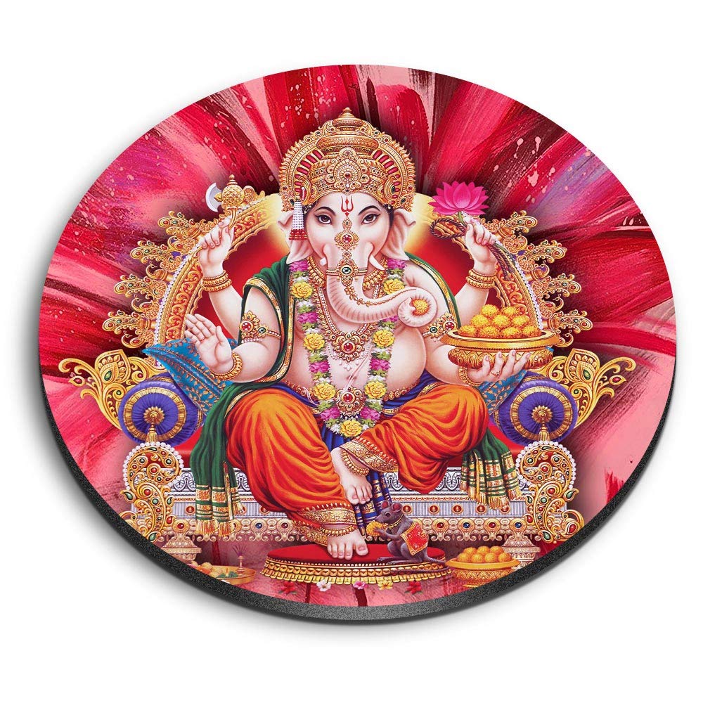 Destination Vinyl Ltd Multicolor 1 X Round Mdf Magnet - Hindu Lord Ganesha Indian India 21688