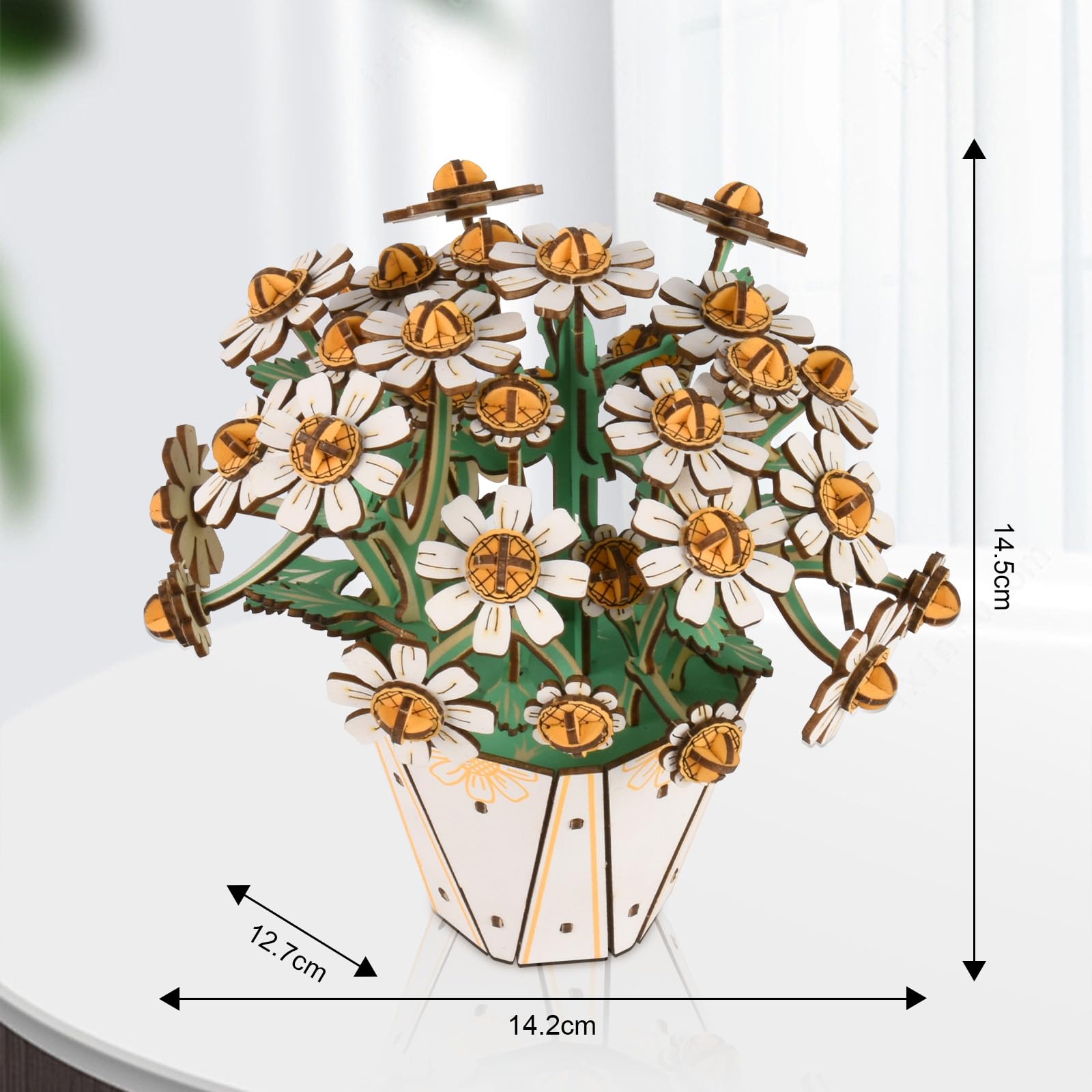 Comfoyar Puzzle 3D stokrotki, DIY kwiaty drewniane budownictwo, modelarstwo dla dorosłych, kreatywne zestawy do samodzielnego wykonania modeli, dekoracje domu i prezenty urodzinowe Boże Narodzenie