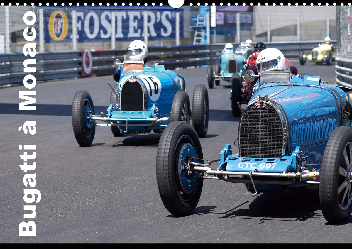 Bugatti en course à Monaco le calendrier mural nostalgie des circuits historiques