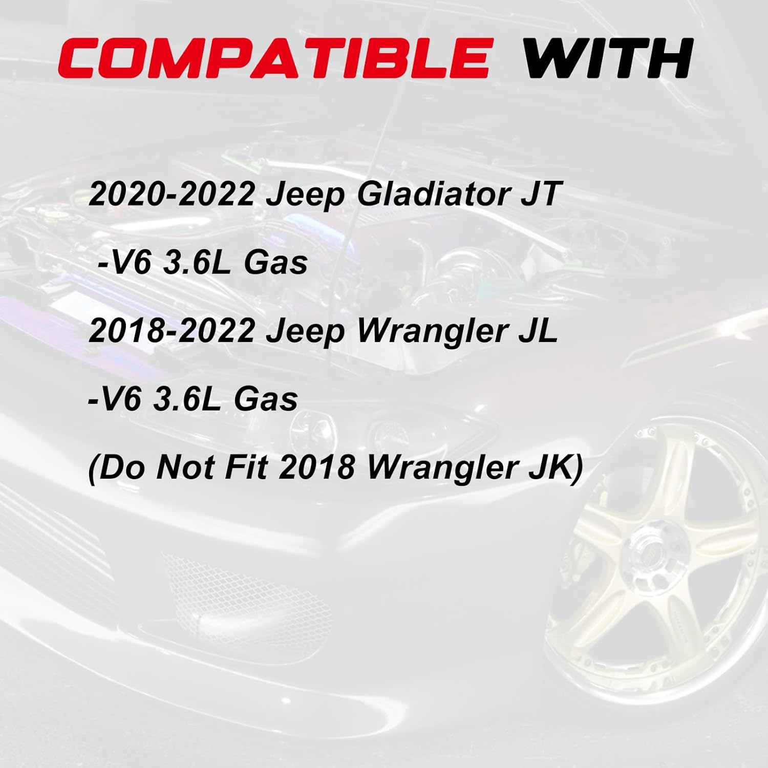 Cold Air Intake System, High-Flow Filter Compatible with 2018 2019 2021 2022 Jeep Gladiator JT Wrangler JL V6 3.6 Cold Air Intake Kit Increase Performance & Acceleration