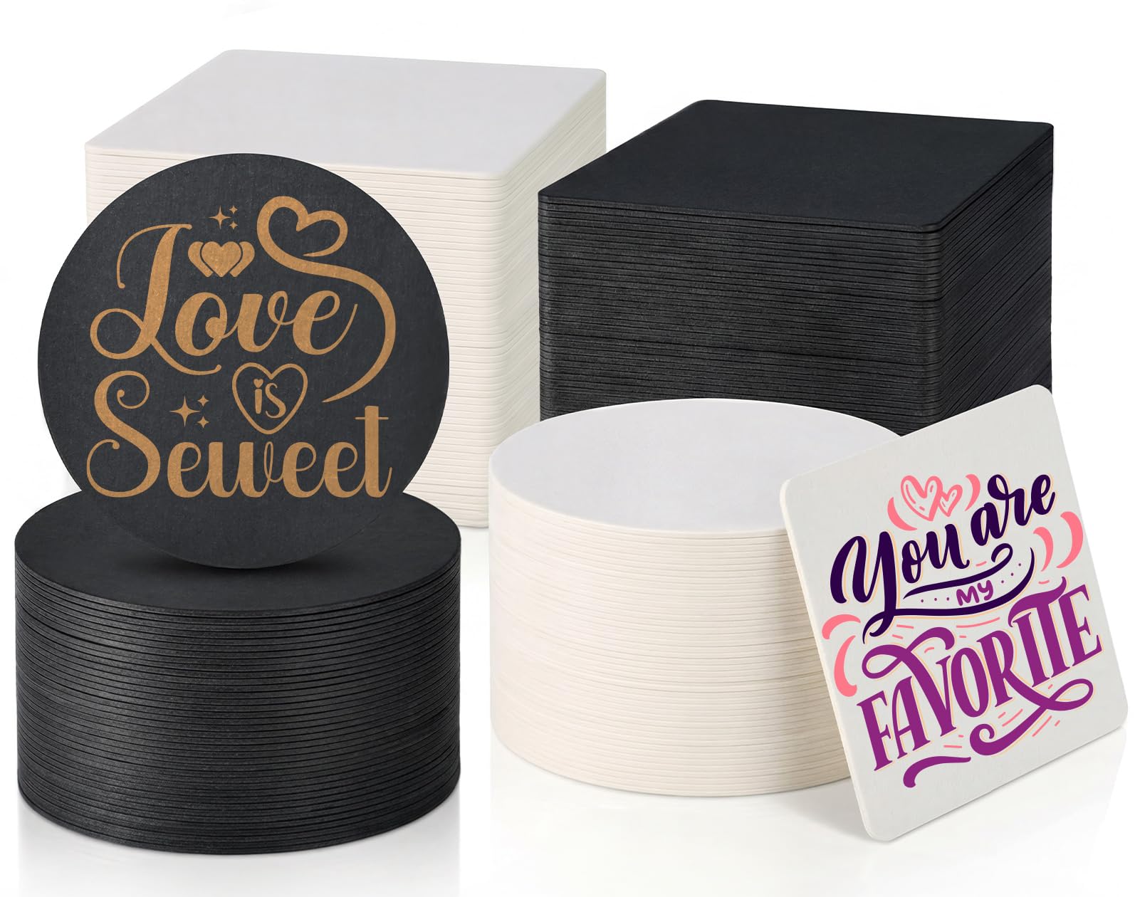 200 PCS Disposable Paper Coasters, Thickened 1.5mm 4 Inch Cardboard Blanks