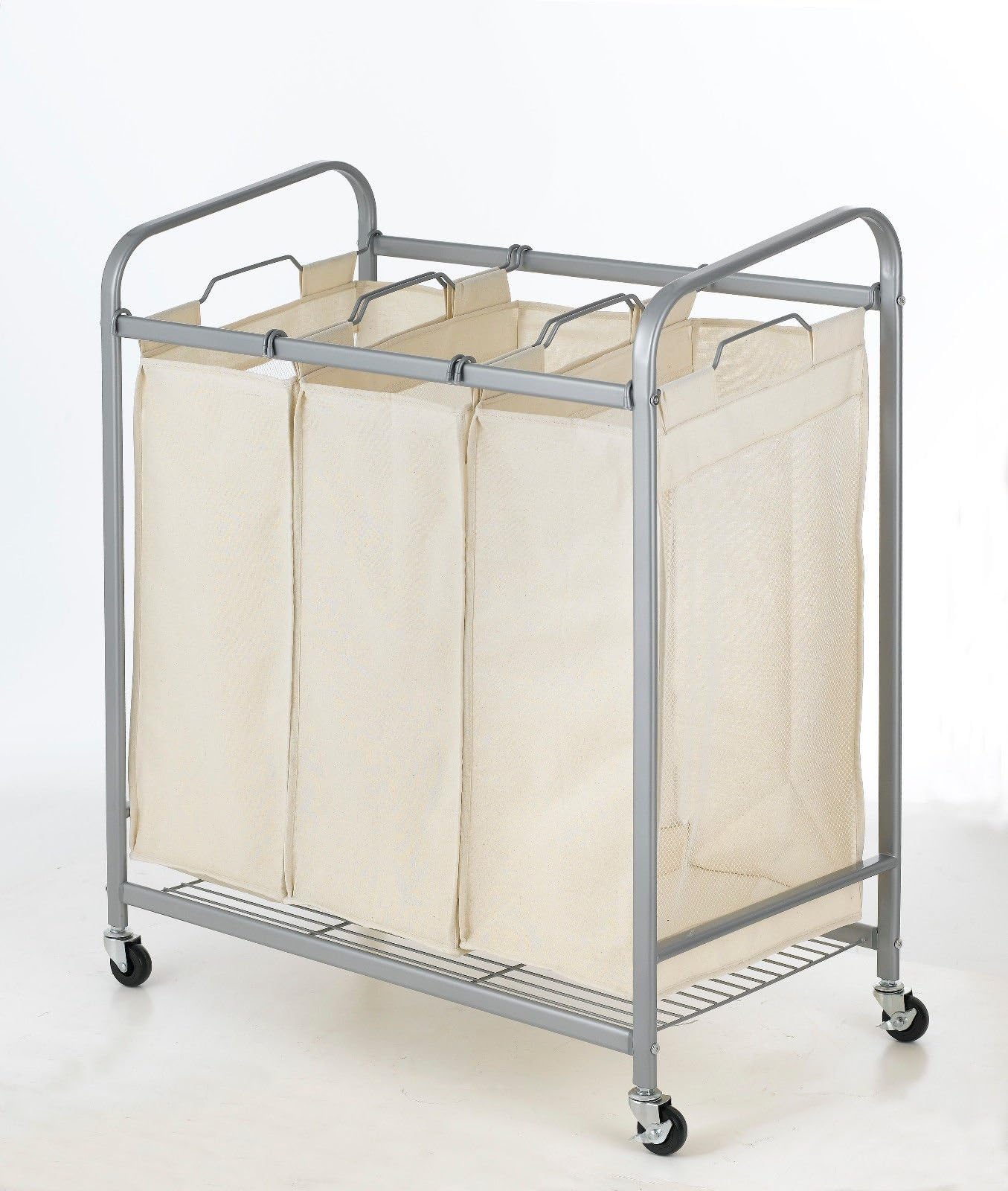 Heavy-Duty 3-Bag Laundry Sorter Cart Hamper Organizer LS03 Beige