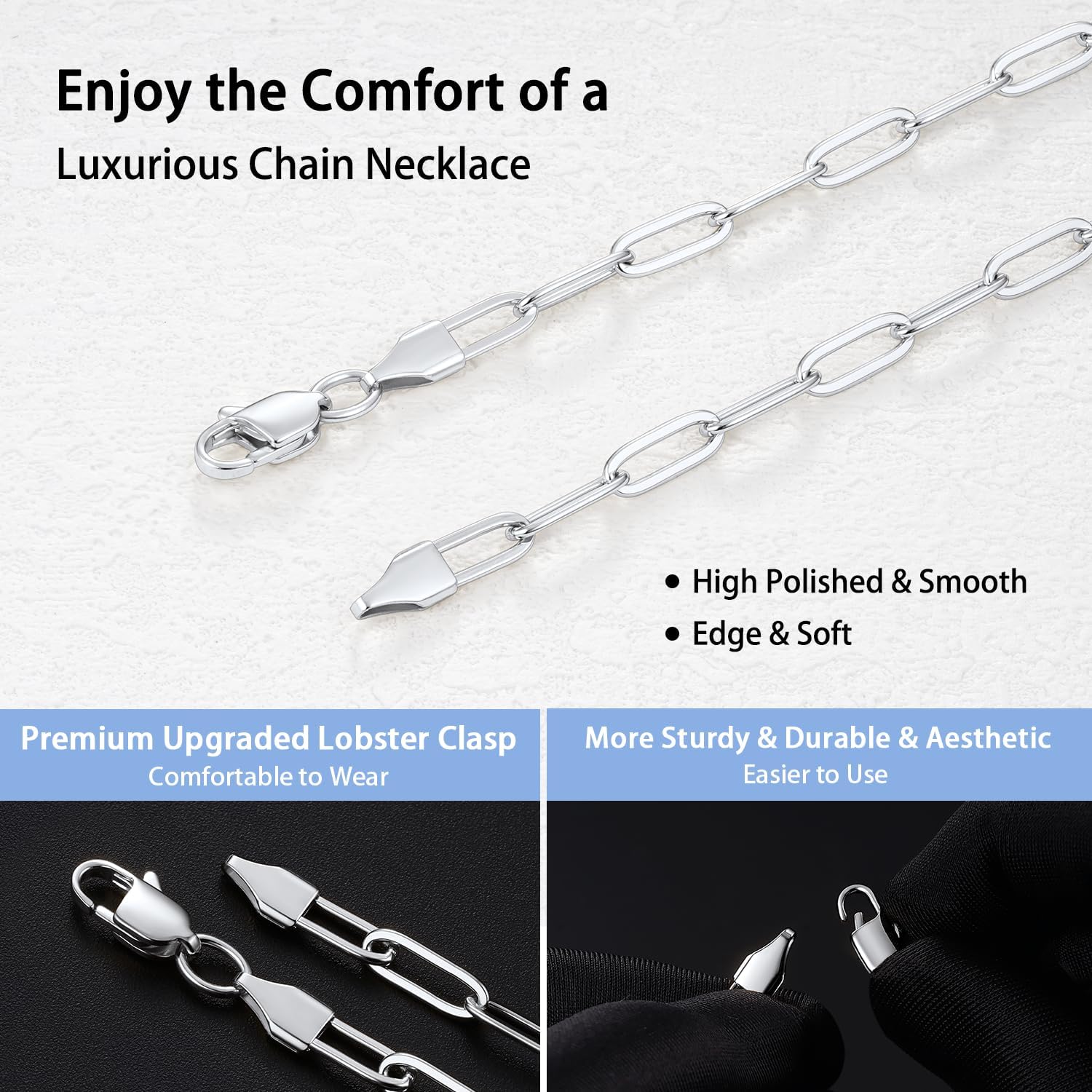 Jewlpire Silver/14K Gold Plated Paperclip Necklace for Women, 3mm 4mm 5mm Necklaces for Women, Women's Paperclip Chain Necklaces 16 18 20 22 24 26 Inch - Image 4