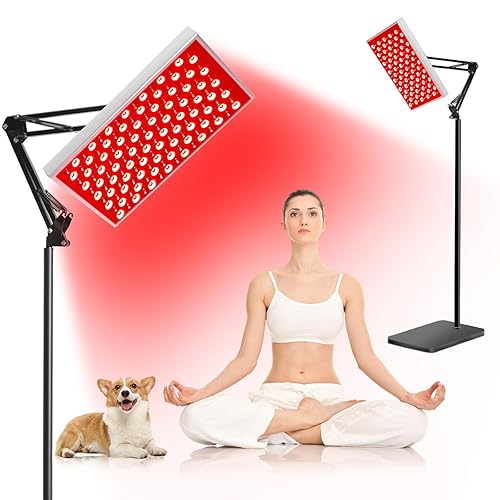 Red Light Therapy for Body Face, Infrared Light Therapy with Stand, Red Lights Therapy Lamp Panel, LED 660nm 850nm Near Infrared Redlight Therapy Device for Full Body Skin Home - Silver