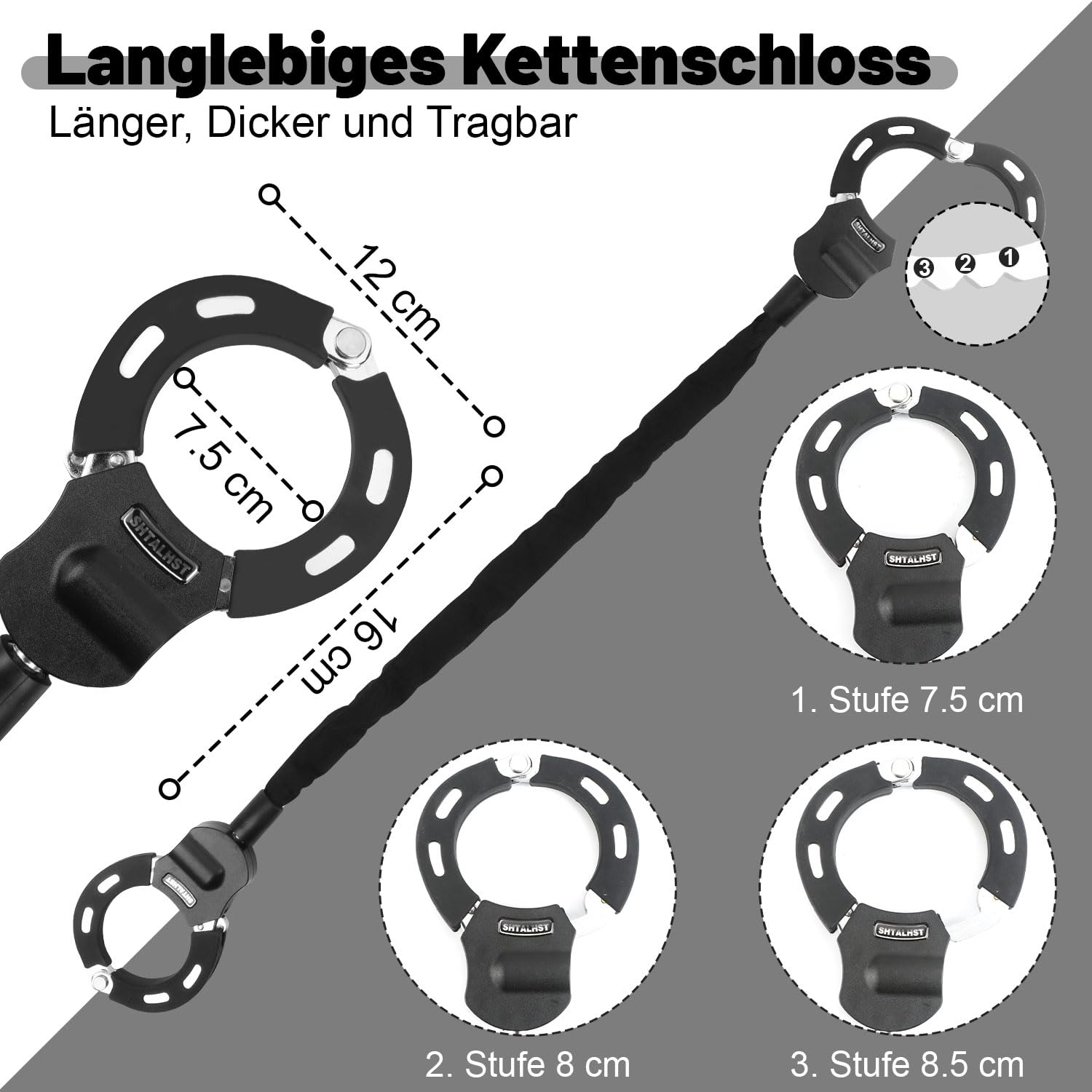 E Scooter Schloss, Handschellenschloss, Schloss für E Scooter mit Rollertasche, Fahrrad Zubehör, Schnittfestes Rollenschloss, Handschellen Kabelschloss für Segway, Ninebot, Xiaomi, NIU Scooter