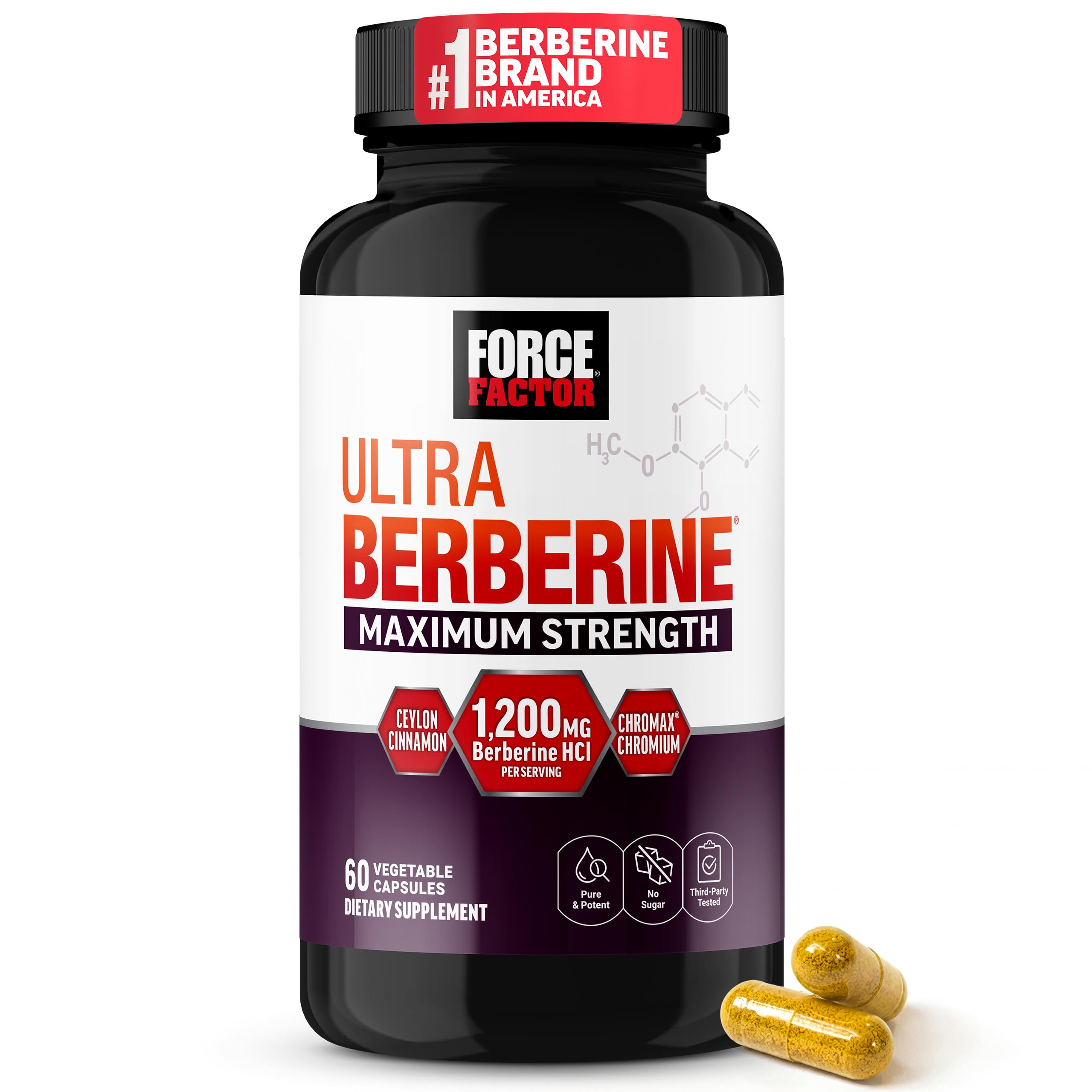Force Factor Suplemento para controle de peso com berberina HCl 1.200 mg, 60 cápsulas