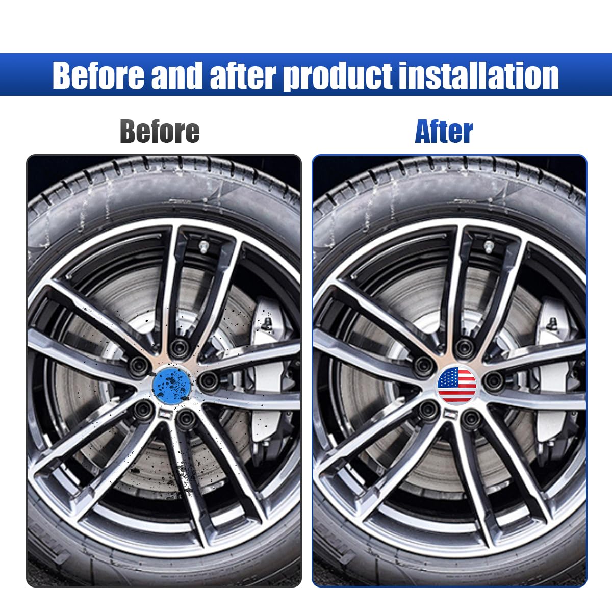 Snapklik.com : 4PCS American Flag Wheel Hub Center Caps Stickers, 56mm ...