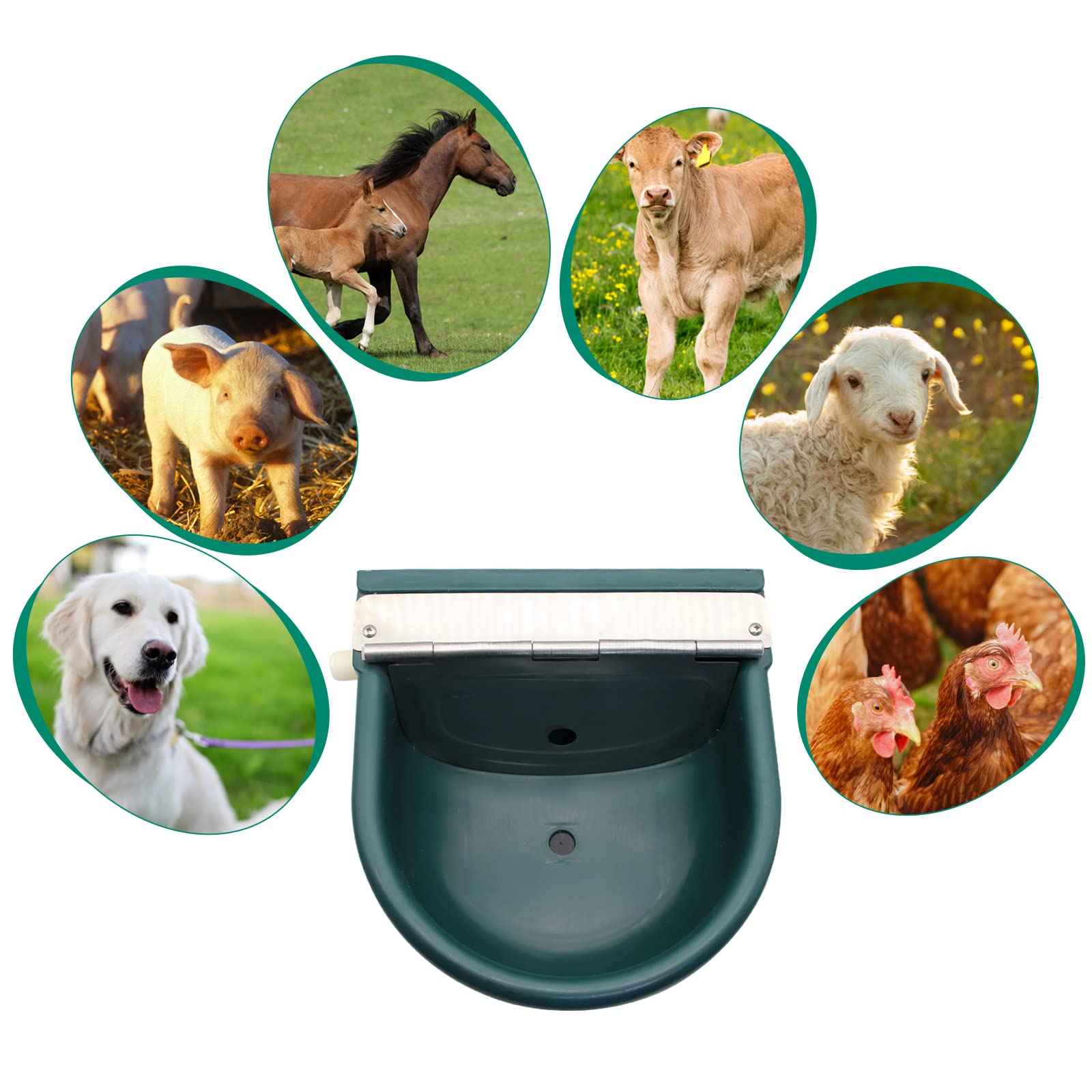 Automatischer Wassernapf aus Kunststoff für Pferde, Rinder, Ziegen, Schafe, Hunde, Bauernhof-Qualität, Schaf-Wassertrog (mit Ablaufloch und 100 cm Rohr) (ohne 100 cm Rohr)