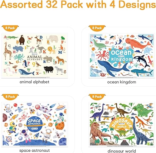 Miniatura 4 de Manteles individuales desechables para bebés y niños pequeños, envueltos individualmente, paquete de 32 manteles individuales impermeables para mesa