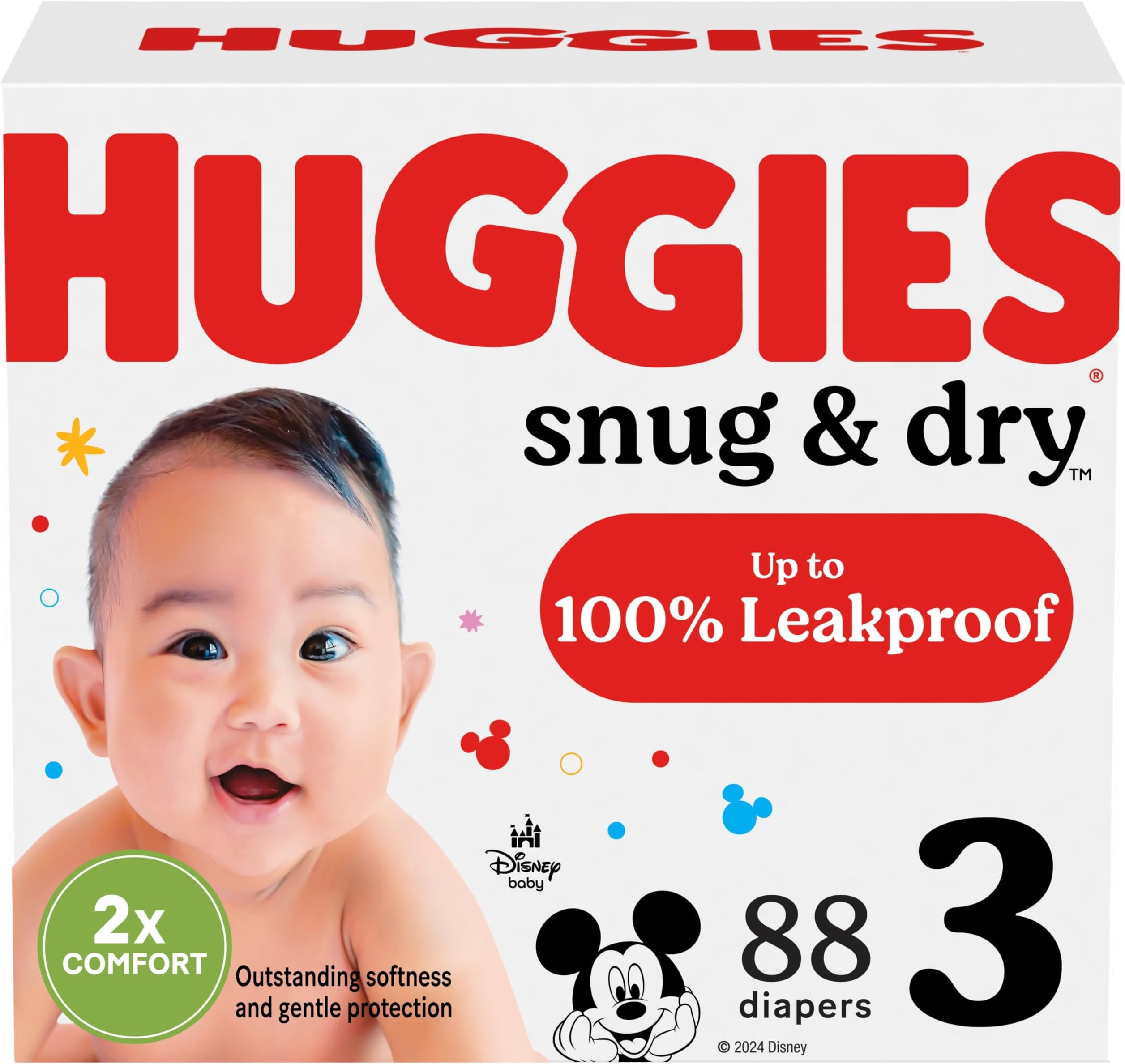 Huggies Snug & Dry Baby Diapers, Size 3, 88 Pieces