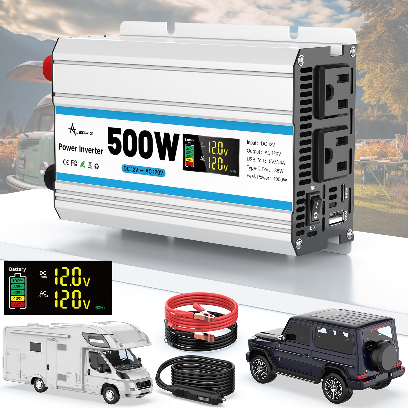 Ucuz 500W saf sinüs dalga güç inverteri DC 12V AC 110V araç invertörü güç adaptö