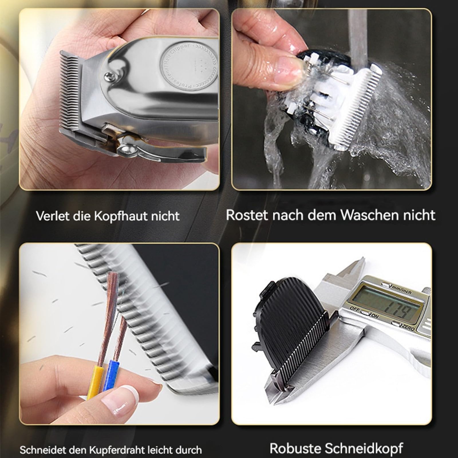 ProTrim 2.0 Haarschneidemaschine mit Präzisions-Edelstahlklingen – LED-Display, Abwaschbare Klingen & Kraftvoller Motor für Gleichmäßige Schnitte bei Haar und Bart