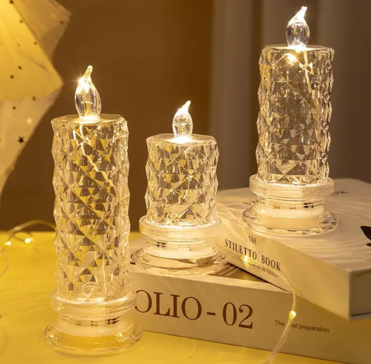 Acrylic LED Pillar Candles - Flameless & Smokeless -5 Acrylic LED Pillar Candles - Flameless & Smokeless -5