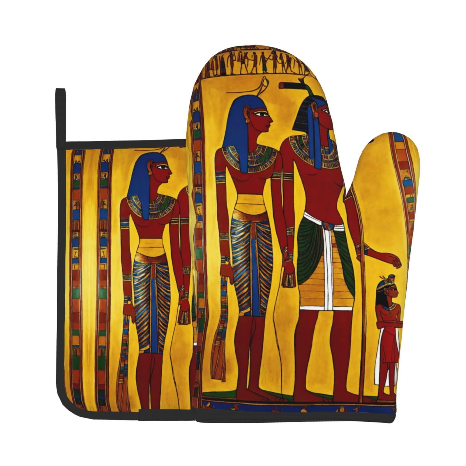 Ancient Egypt Tribe Series Kitchen Baking Two-Piece Set,Multipurpose Oven Gloves,Used for Barbecue Kitchen Baking