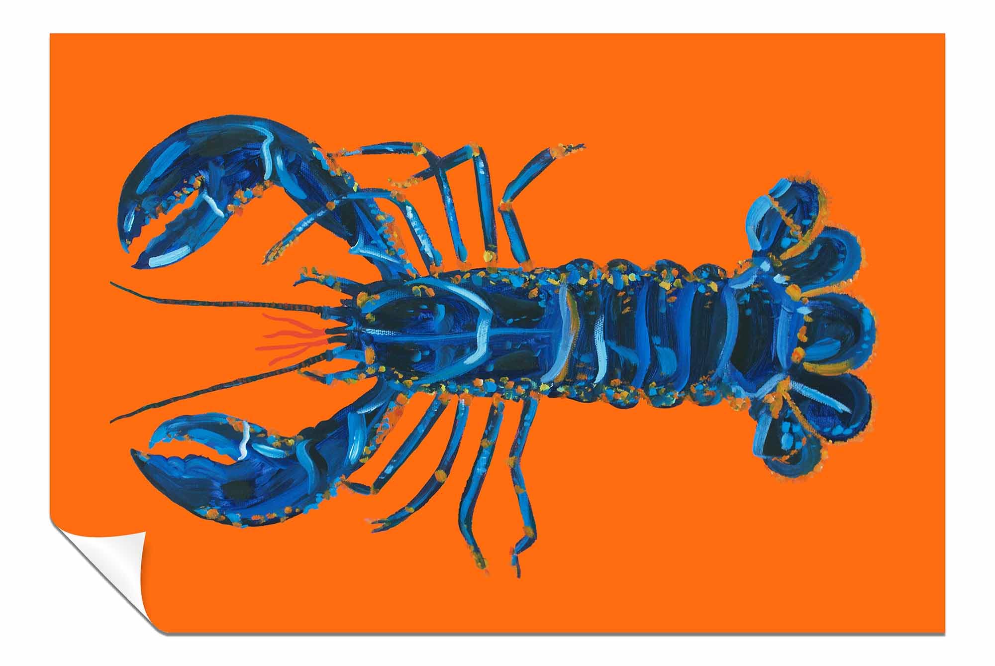 Panther Print Unframed Poster Lobster On Orange Pictures For Home Walls, Bedroom, Living Room & Bathroom Decor 46X31cm (18X12in)